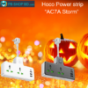 Hoco AC7A Storm Power Strip with 3 EU sockets and 4 USB ports, available at PBSHOPBD.COM